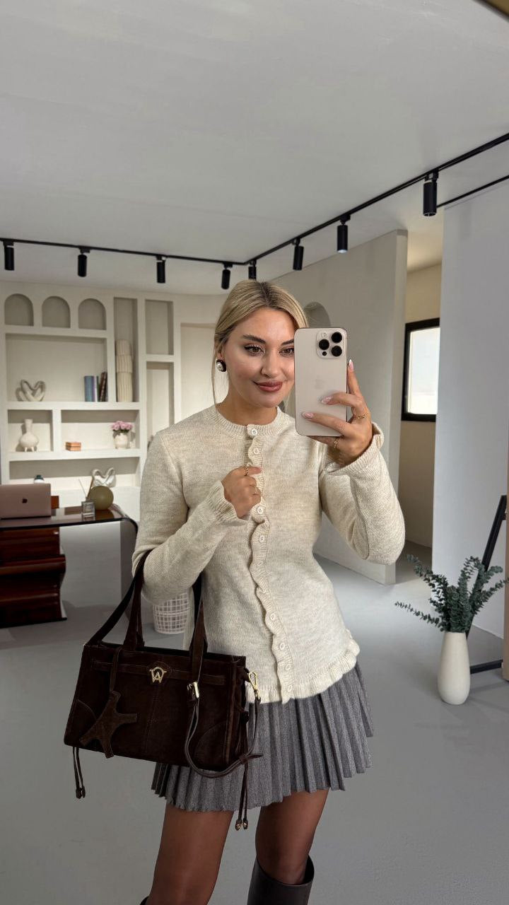 AMARA LETTUCE TRIM CARDIGAN