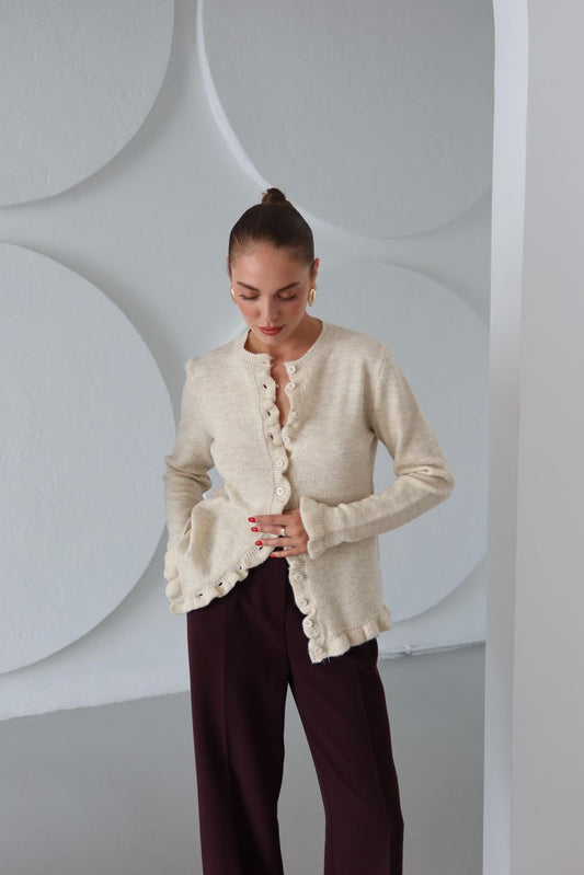 AMARA LETTUCE TRIM CARDIGAN