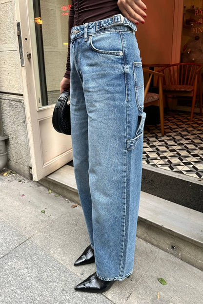 SIDE BUCKLE MOM JEANS