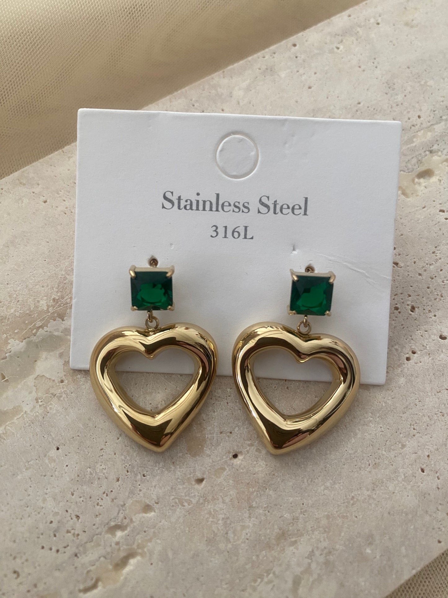 GEMSTONE HEART EARRINGS