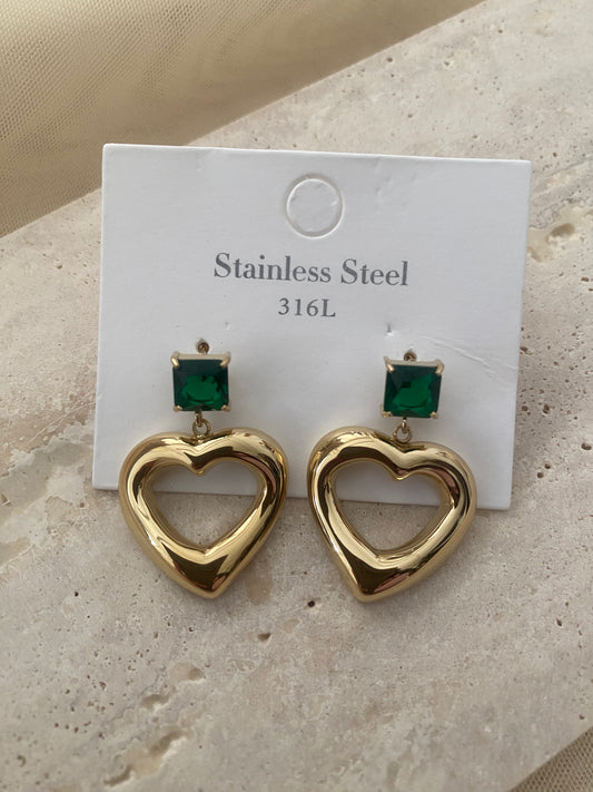 GEMSTONE HEART EARRINGS