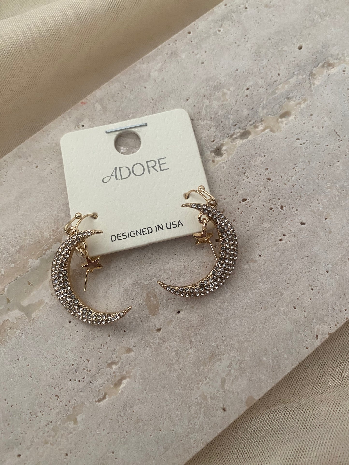 MOON STAR DANGLE EARRINGS