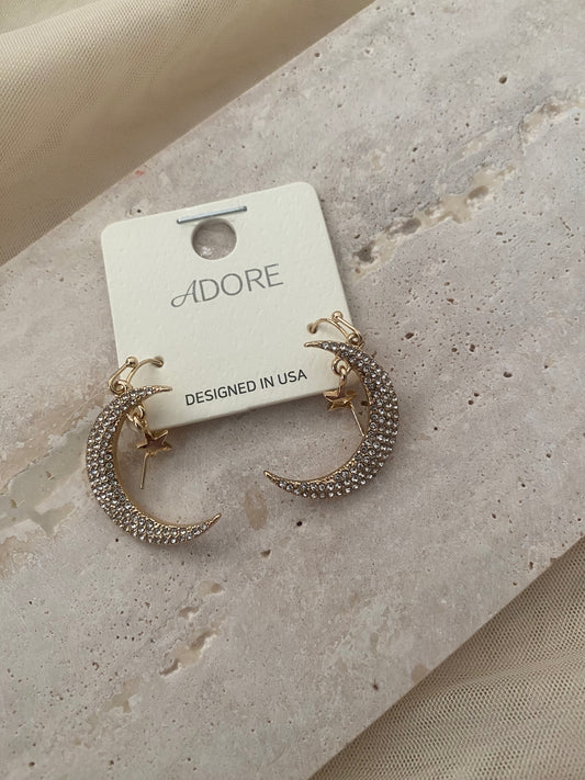 MOON STAR DANGLE EARRINGS