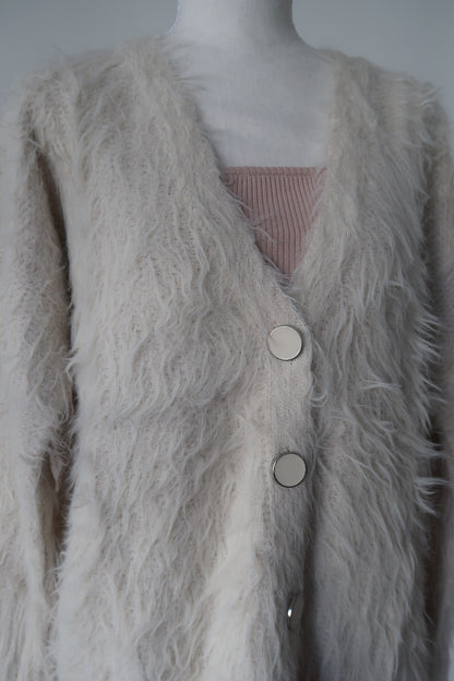 DARA FUZZY V NECK CARDIGAN