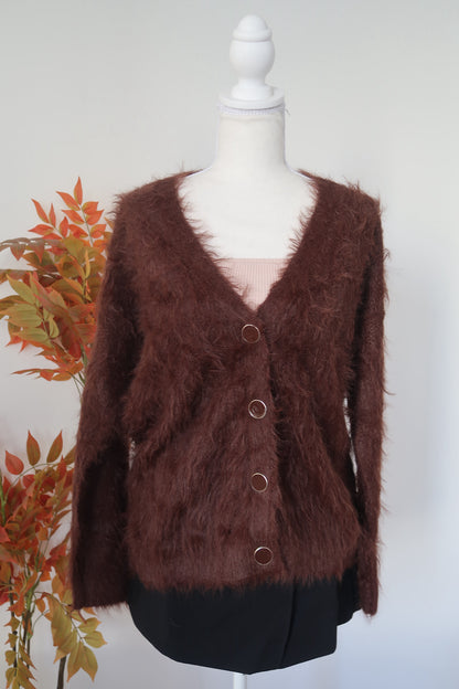 DARA FUZZY V NECK CARDIGAN