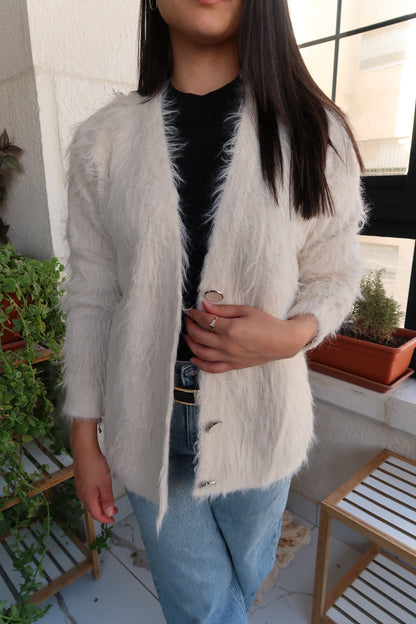 DARA FUZZY V NECK CARDIGAN