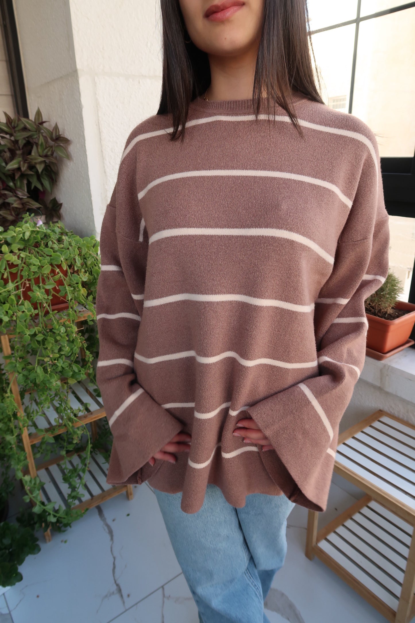 AYLA KNIT OVERSIZED STRIPED SWEATER