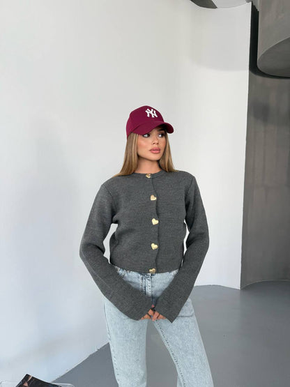 ZIA HEART BUTTON CARDIGAN