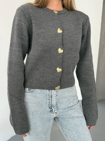 ZIA HEART BUTTON CARDIGAN