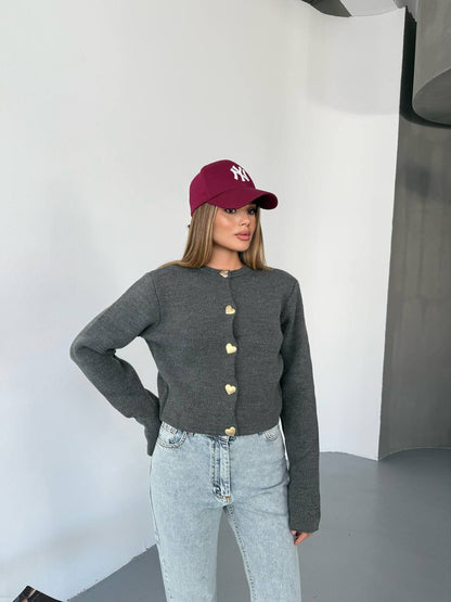 ZIA HEART BUTTON CARDIGAN