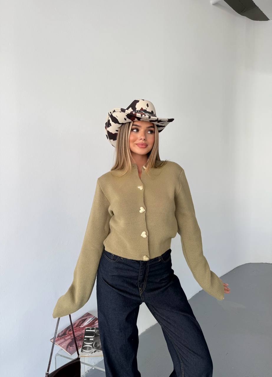 ZIA HEART BUTTON CARDIGAN