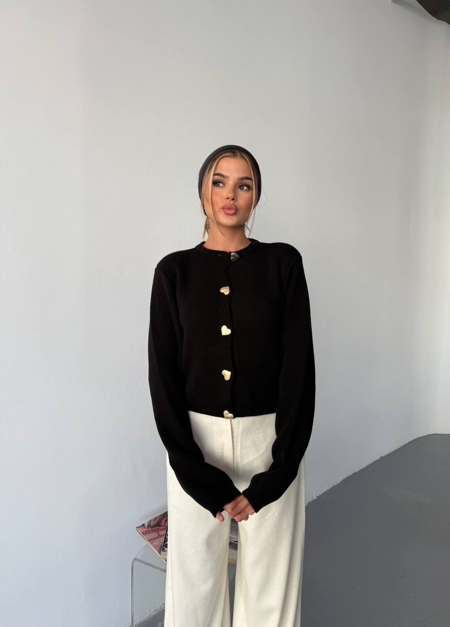 ZIA HEART BUTTON CARDIGAN