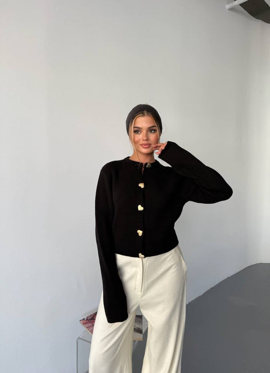 ZIA HEART BUTTON CARDIGAN