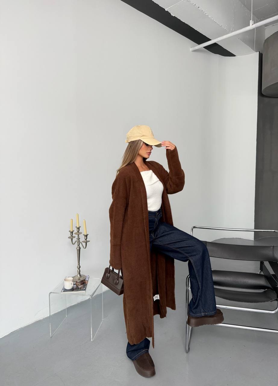 KIANA LONG LINE FUZZY CARDIGAN