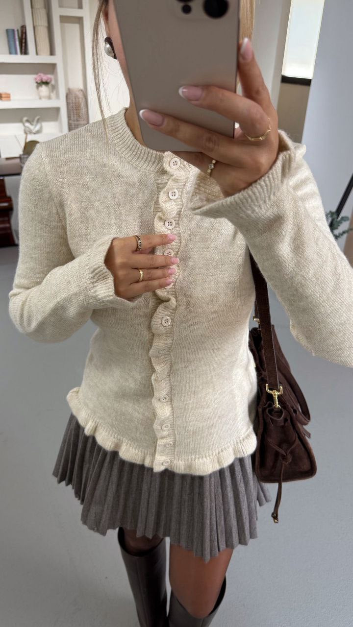 AMARA LETTUCE TRIM CARDIGAN