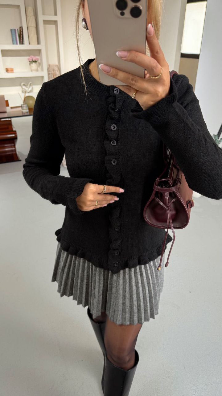 AMARA LETTUCE TRIM CARDIGAN