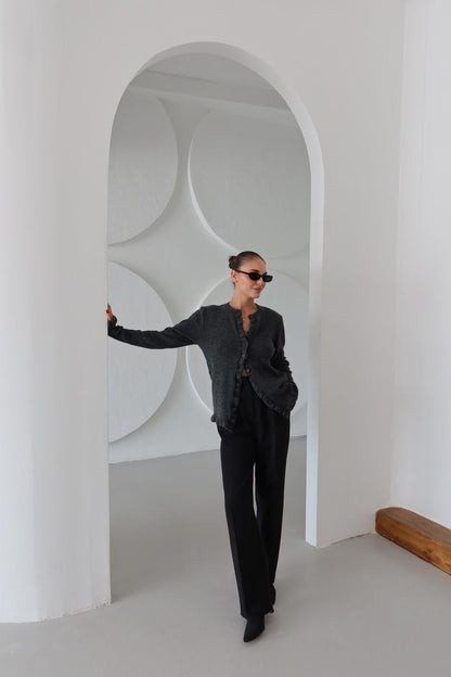 AMARA LETTUCE TRIM CARDIGAN