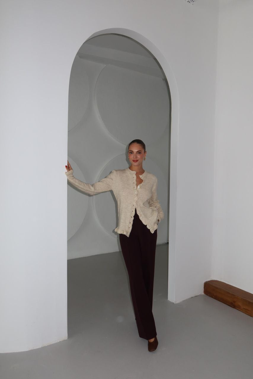 AMARA LETTUCE TRIM CARDIGAN