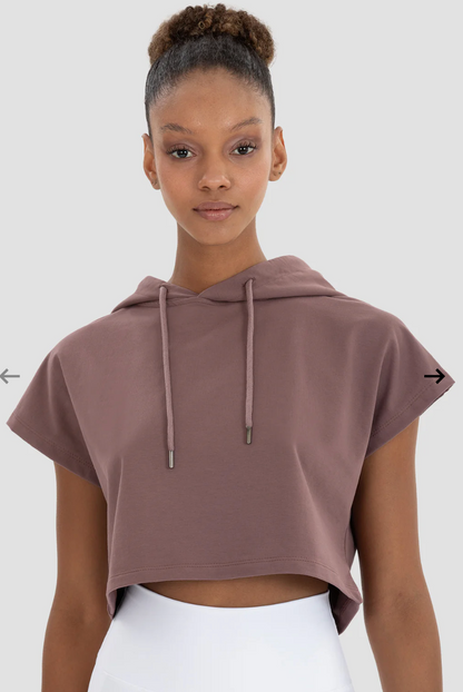 ZINA SLEEVELESS CROP WORKOUT HOODIE