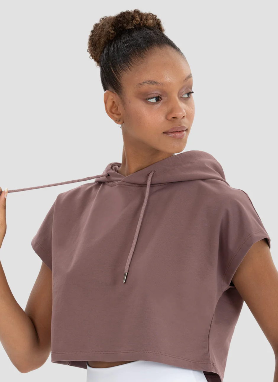 ZINA SLEEVELESS CROP WORKOUT HOODIE