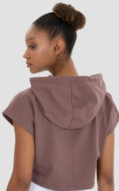 ZINA SLEEVELESS CROP WORKOUT HOODIE