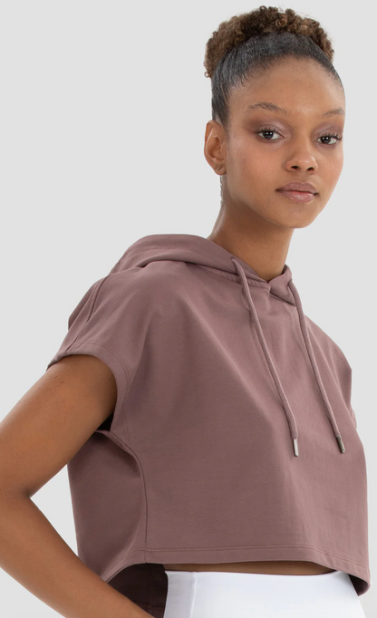 ZINA SLEEVELESS CROP WORKOUT HOODIE