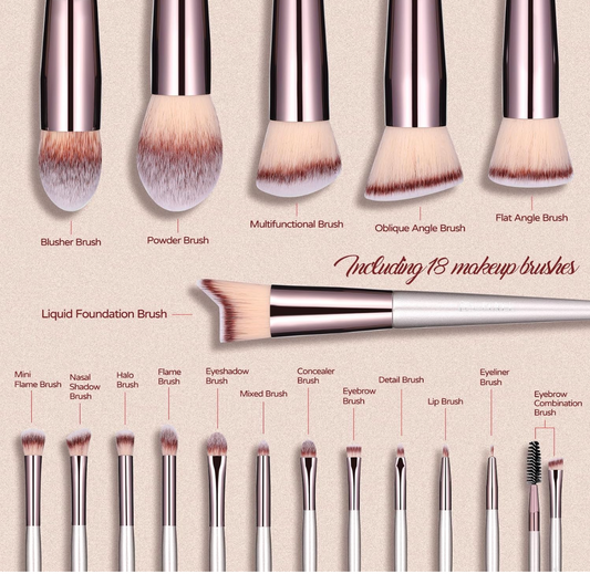 BS-MALL 18PCS PROFESSIONAL MAKEUP BRUSHES