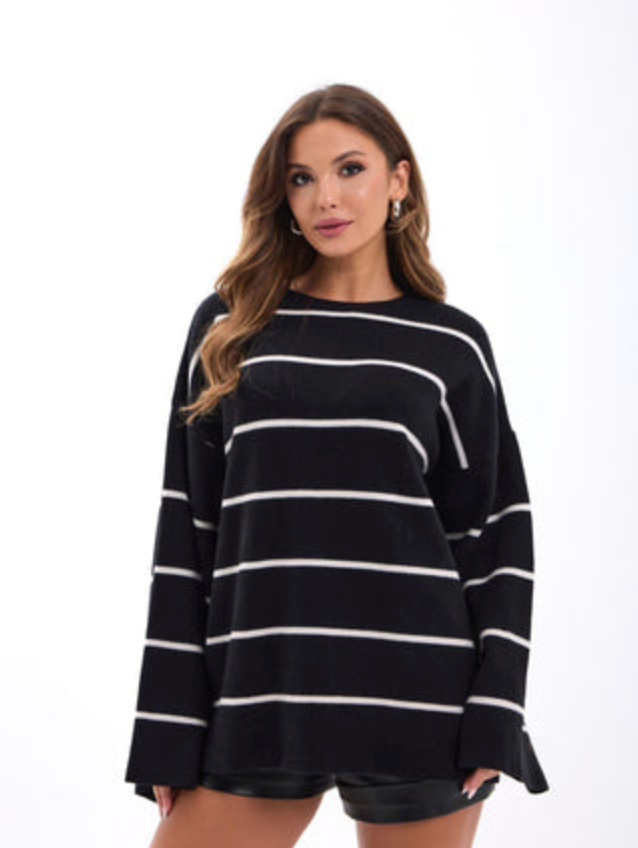 AYLA KNIT OVERSIZED STRIPED SWEATER