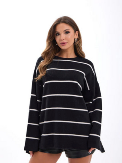 AYLA KNIT OVERSIZED STRIPED SWEATER