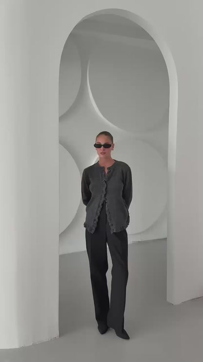 AMARA LETTUCE TRIM CARDIGAN